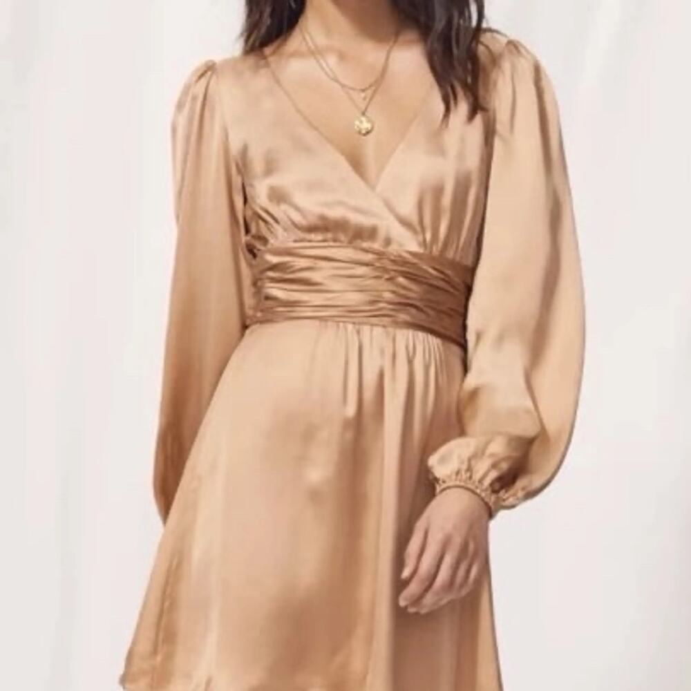 Wilfred Rhythm Dress Camel Champagne Mini in Cupro Satin Size 0